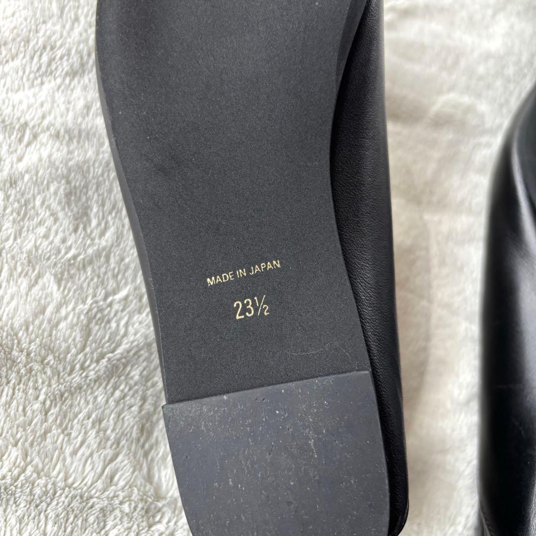 [極美品] アトリエブルージュメタルモチーフフラットシューズ ブラック 牛革