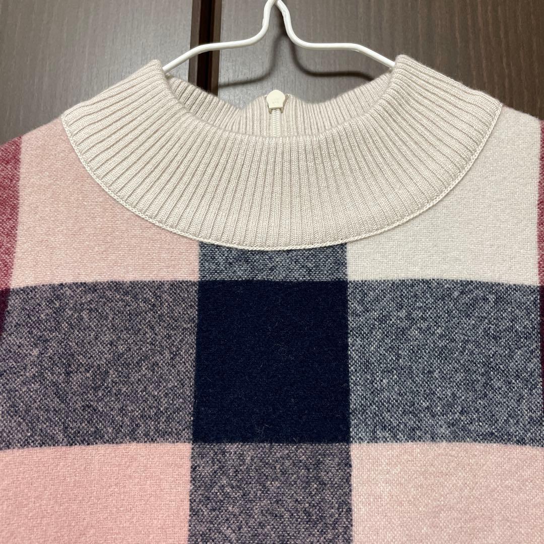 ブルーレーベル クレストブリッジ ニットワンピース ピンクチェック柄　38