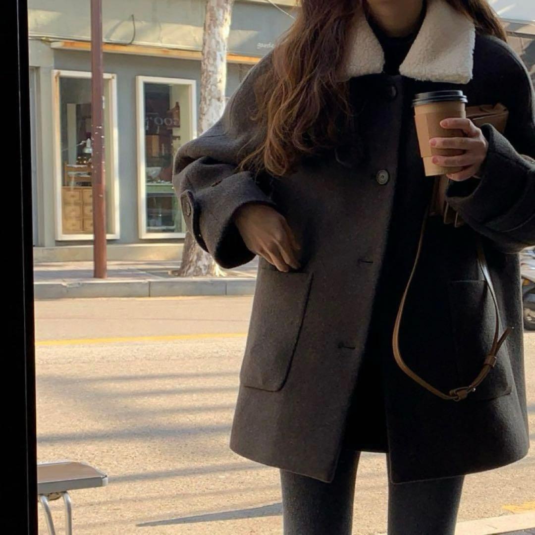 【美品】 ounce base fur collar coat オンス 韓国