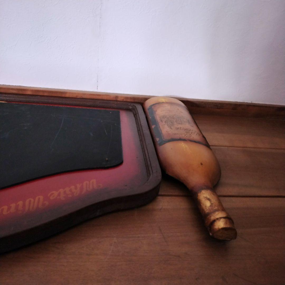 ワイン 木製 パネル 白/赤ワイン 黒板 温度計付き サインボード アンティーク