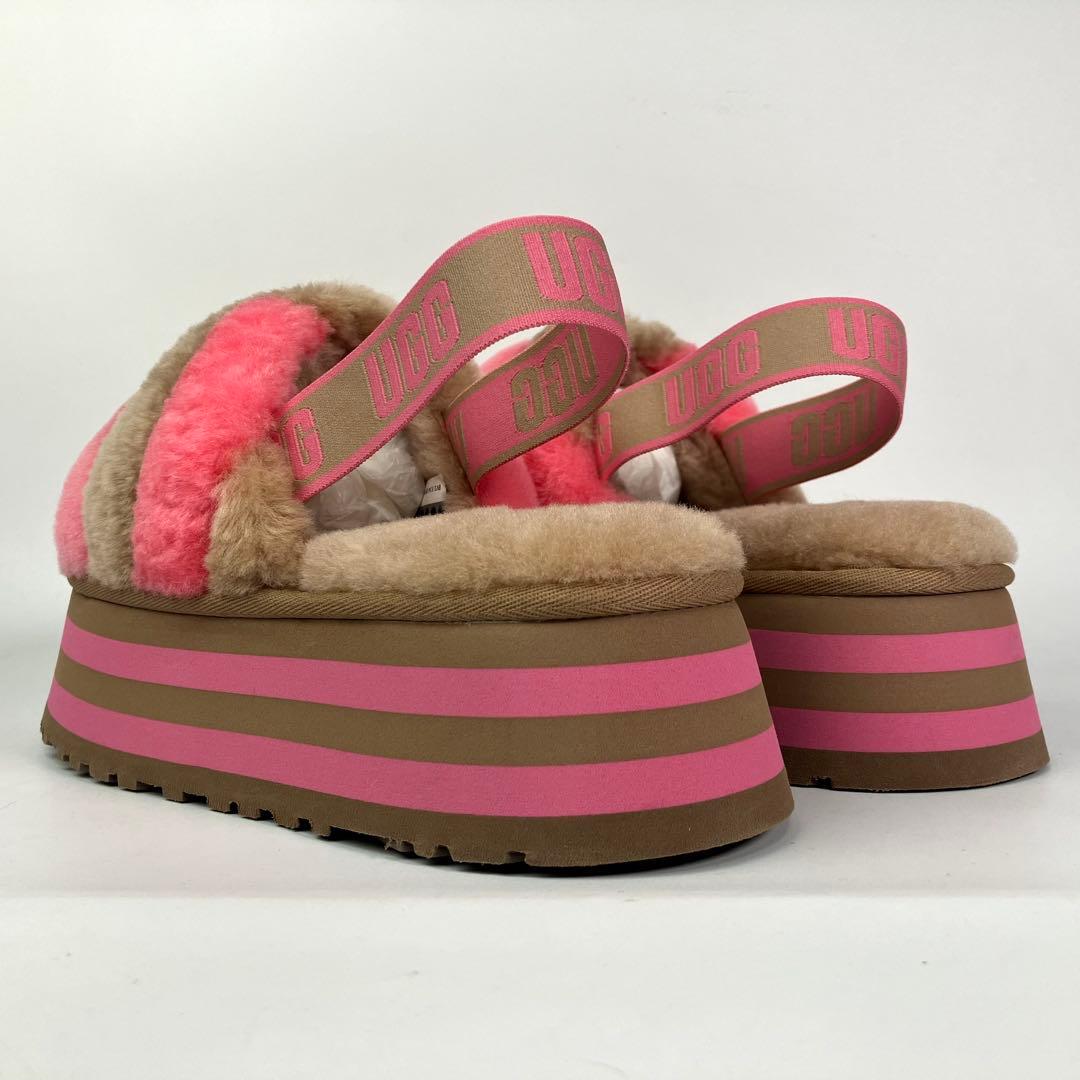 【未使用級】UGG ディスコストライプスライド　バックストラップ　厚底　26cm