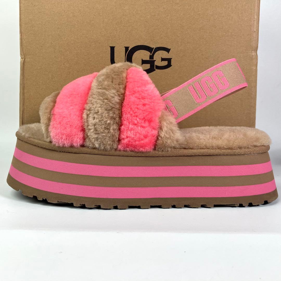 【未使用級】UGG ディスコストライプスライド　バックストラップ　厚底　26cm