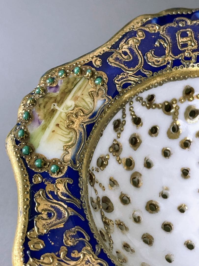 【美品】オールドノリタケ ティーストレーナー 茶漉し ジュエル ジュール スワン