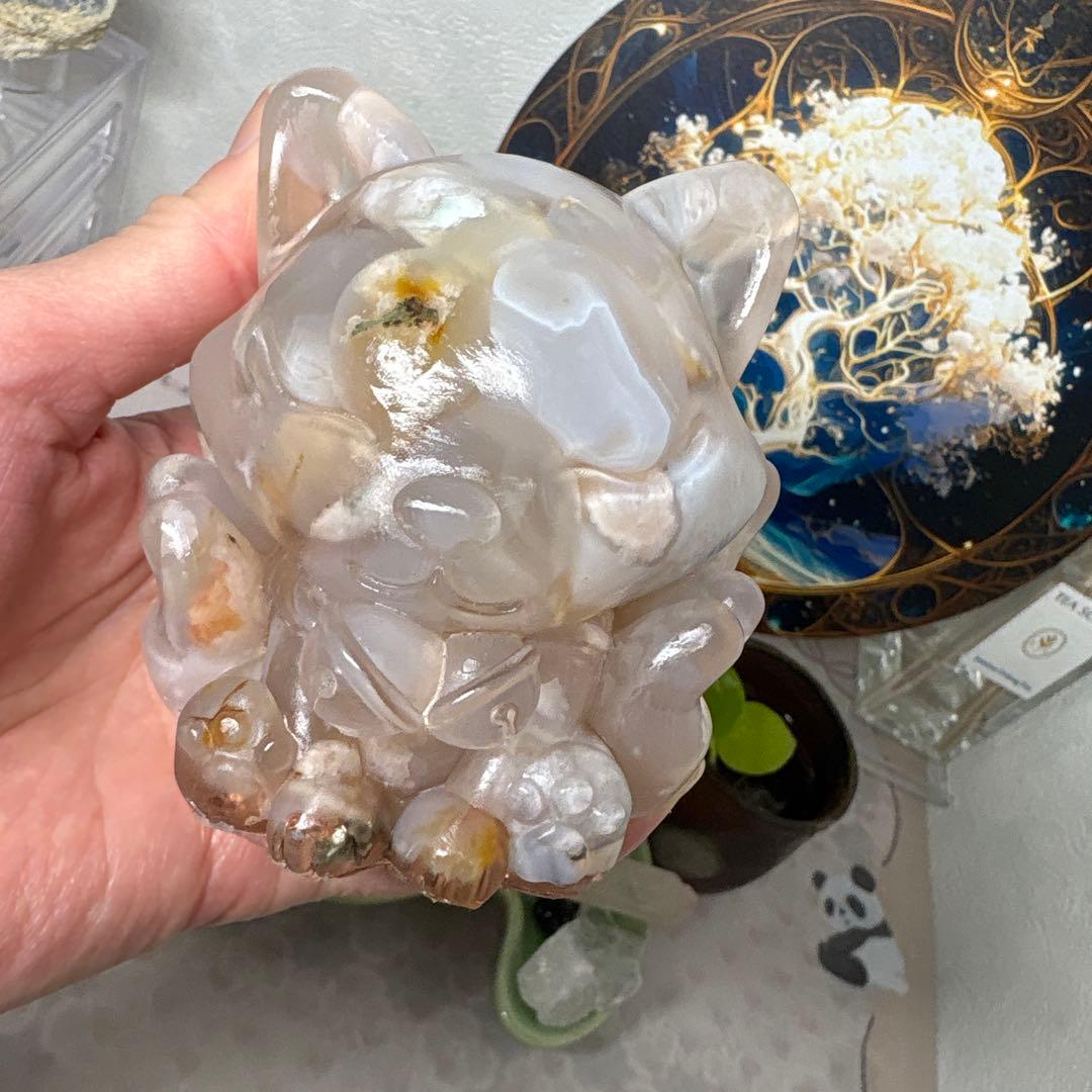 ひまわり様☆専用ページオルゴナイト まん丸の九尾の狐 桜瑪瑙