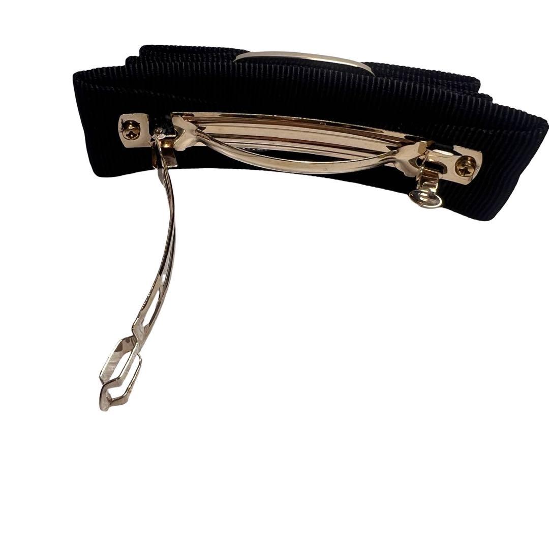 【美品】Salvatore Ferragamo 黒リボンバレッタヘアアクセサリー