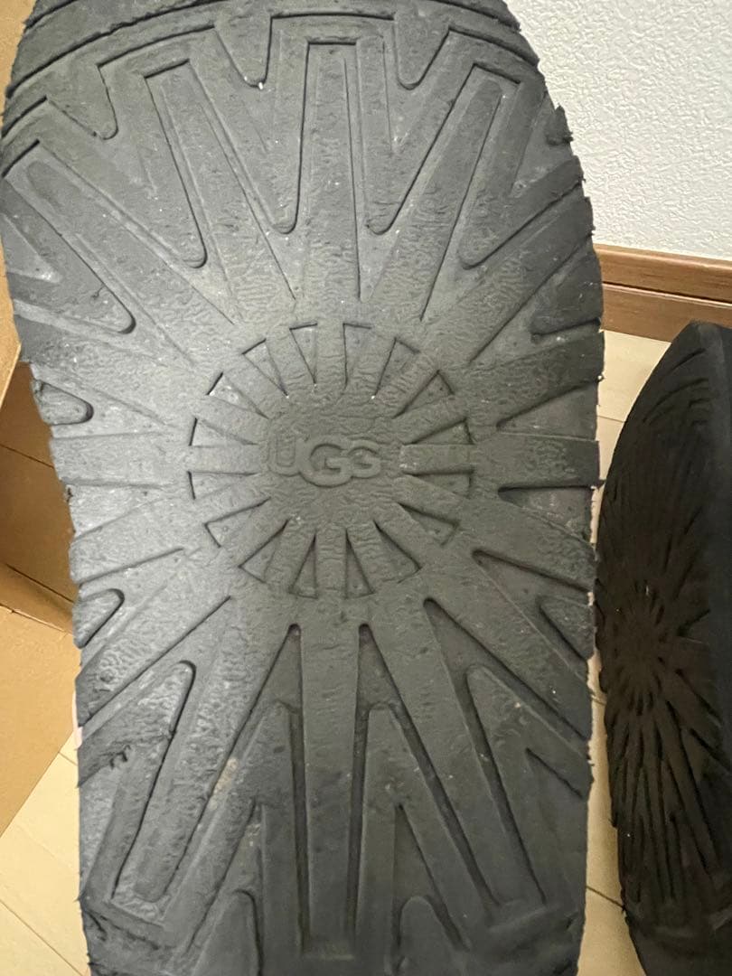 UGG ファンケット　24cm 黒　厚底　ムートン　サンダル　スリッポン