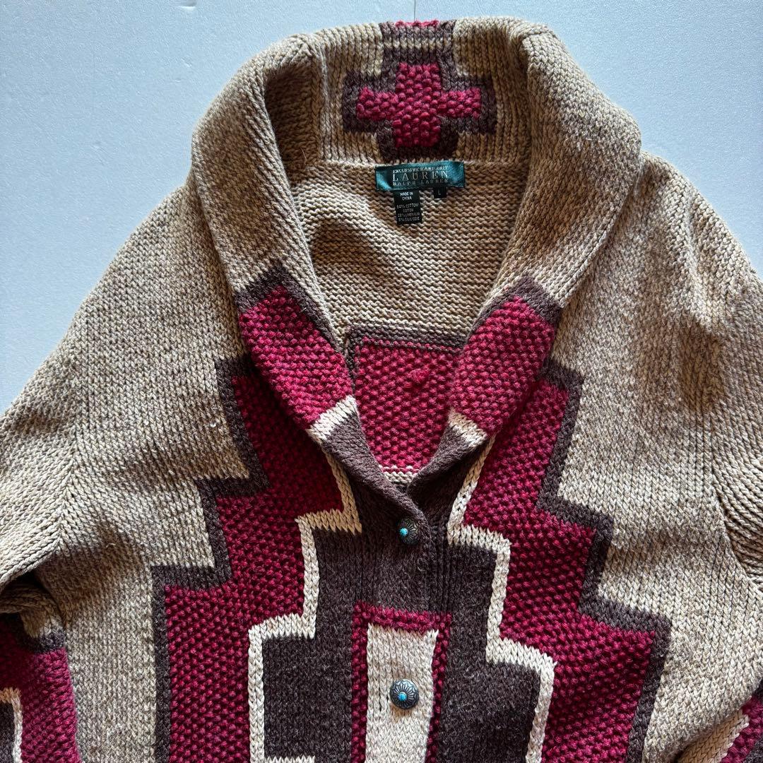 ラルフローレン ネイティブ ハンドニット カーディガン セーター 希少 Lサイズ