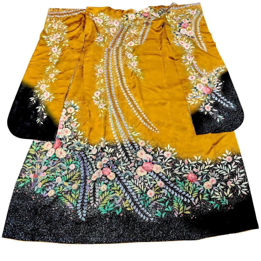 振袖フルセット(7点)・成人式・辻ヶ花・落款あり・翠山工房・花絞り・高級手縫い