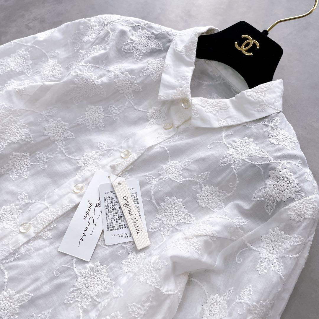 タグ付き美品✨コットンハウスアヤ カッスルクーム ブラウス ダリア 刺繍 M