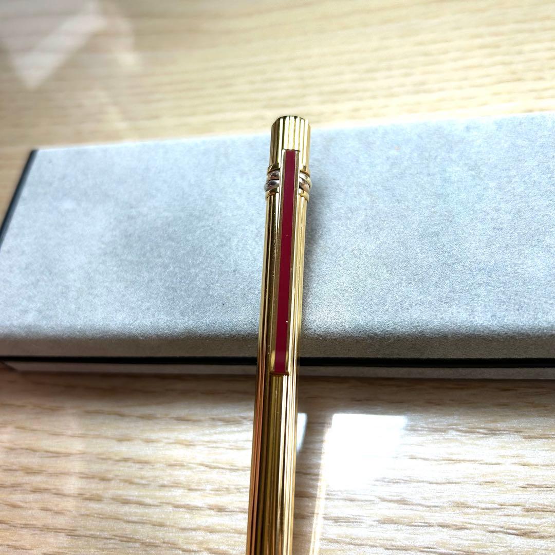 カルティエ トリニティ ドゥ ロゴ入り ツイスト式 ボールペン ゴールドボルドー