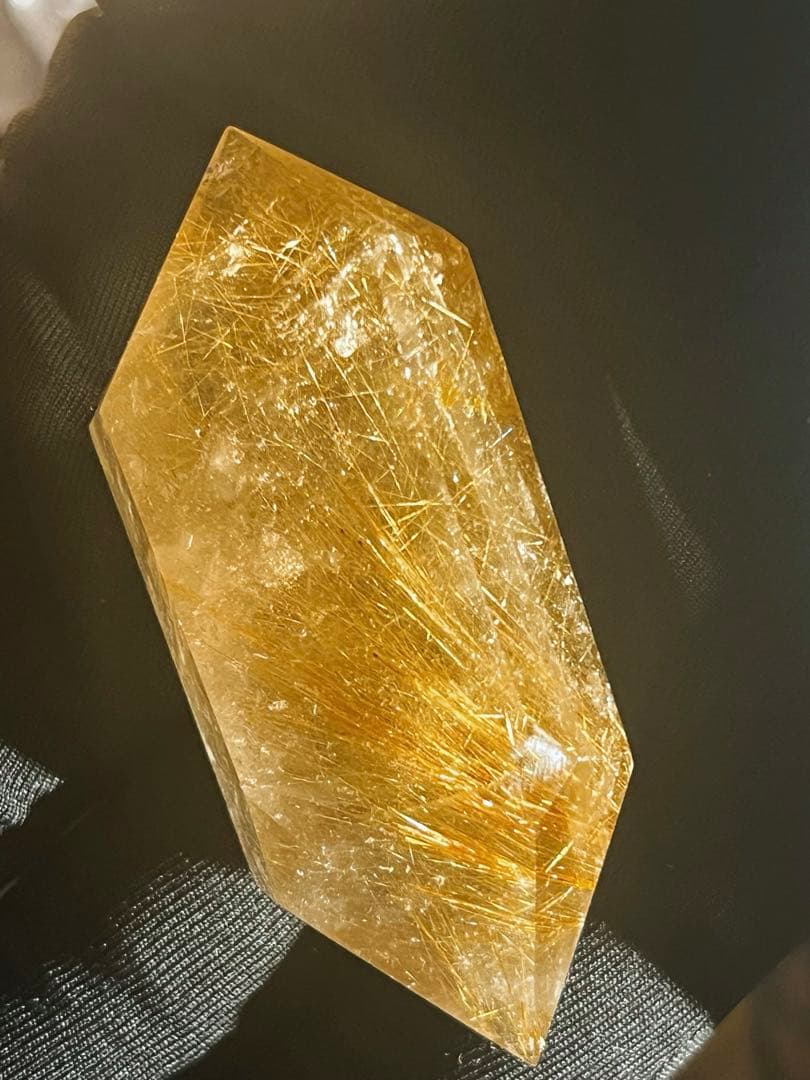ルチルクォーツ　ダブルポイント　六角柱　天然石　ポイント　ルチル