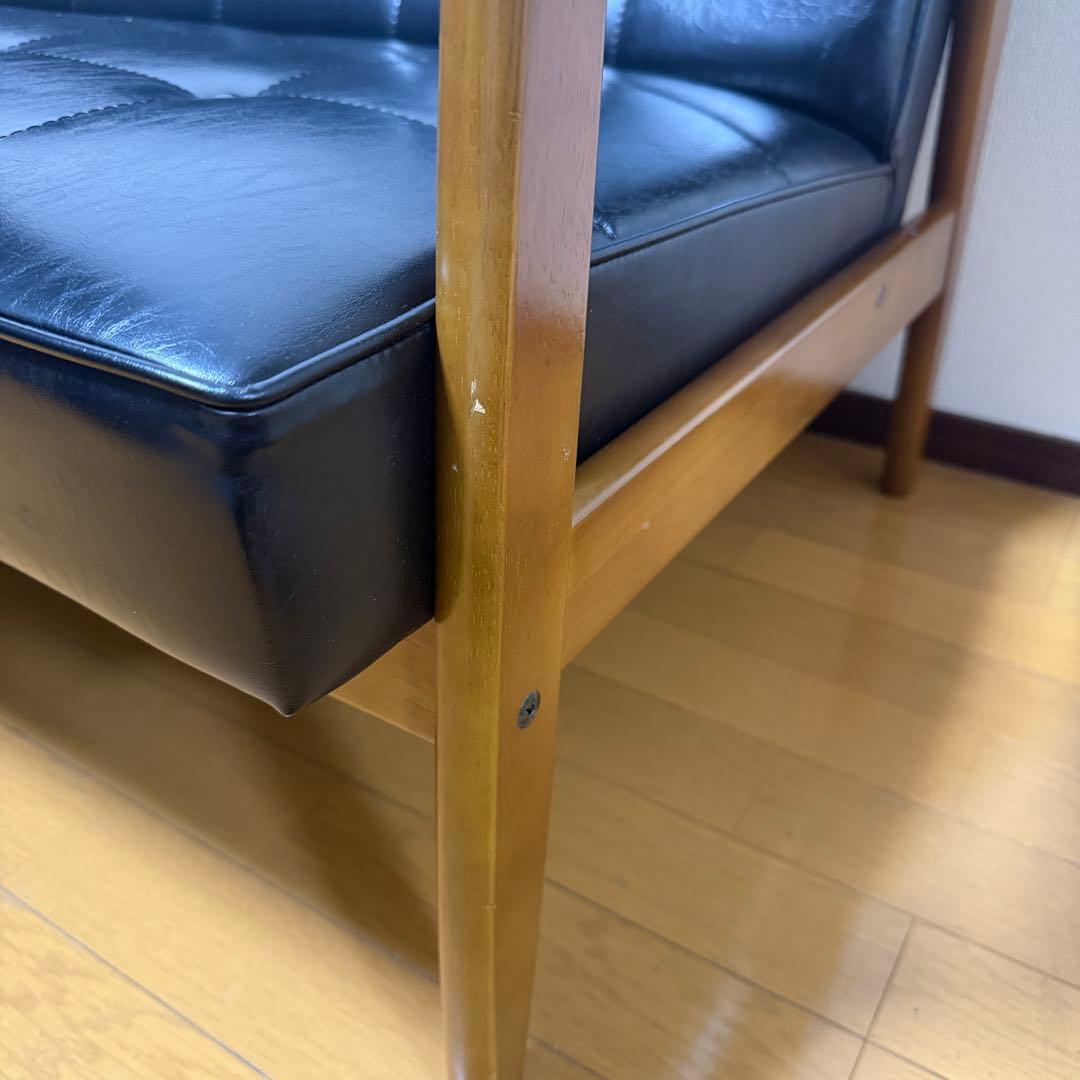 カリモク６０　Kチェア　２シーター　karimoku　レザー　ブラック　２人掛け