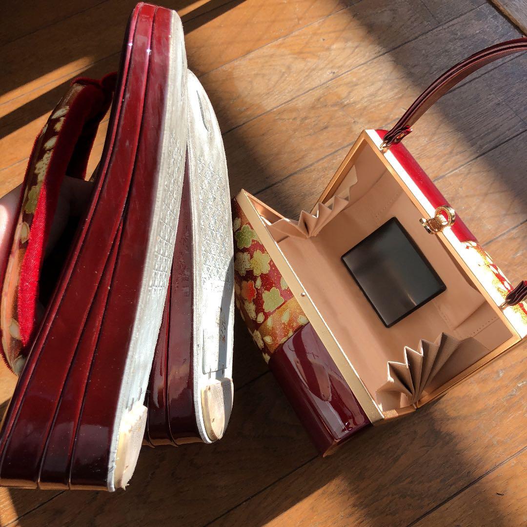 【美品】成人式 下駄 バッグ 髪飾り セット 卒業式 和装