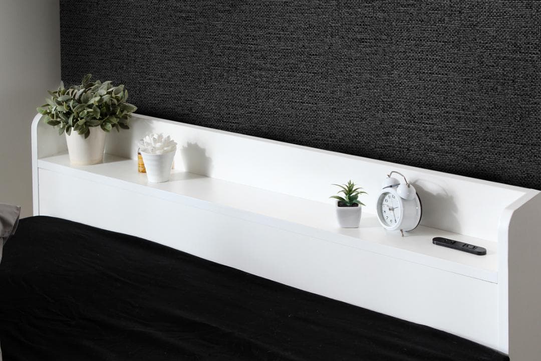 【ダブル　ホワイト】シンプルでスタイリッシュなベッド＜フレームのみ＞