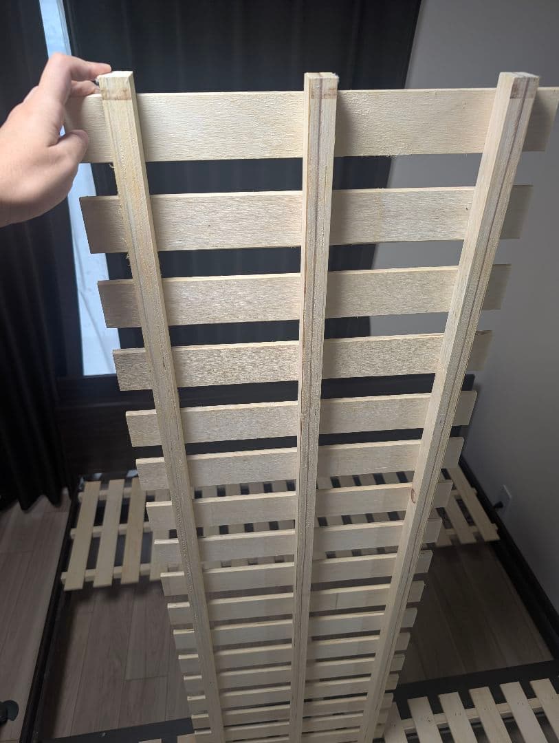 木製クイーンベッドフレーム ダークブラウン