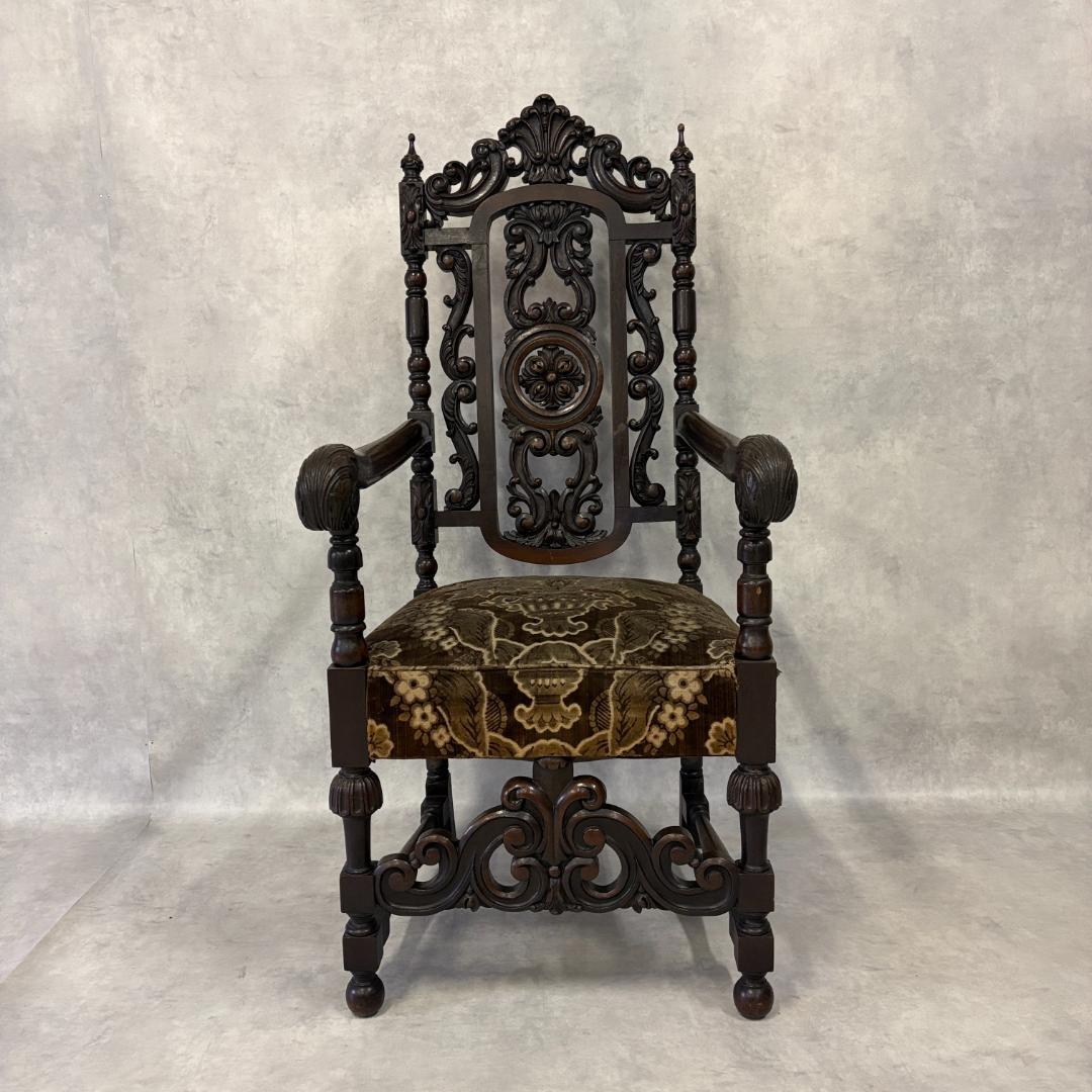 18世紀　バクタプール　キング＆クイーンスタイルのハイバックチェア