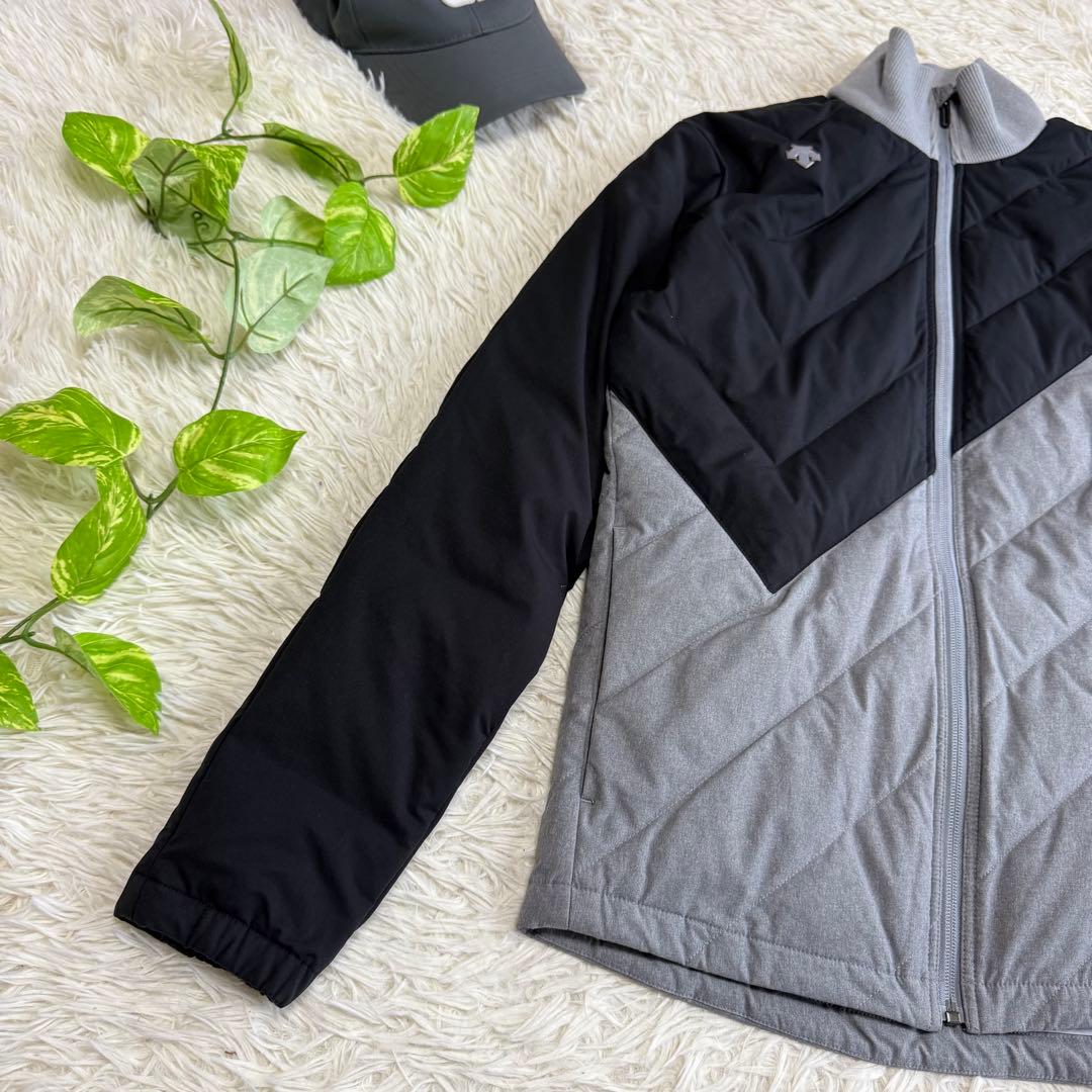 【デサントゴルフ】美品 ダウンジャケット グレー 切替 Mサイズ メンズ