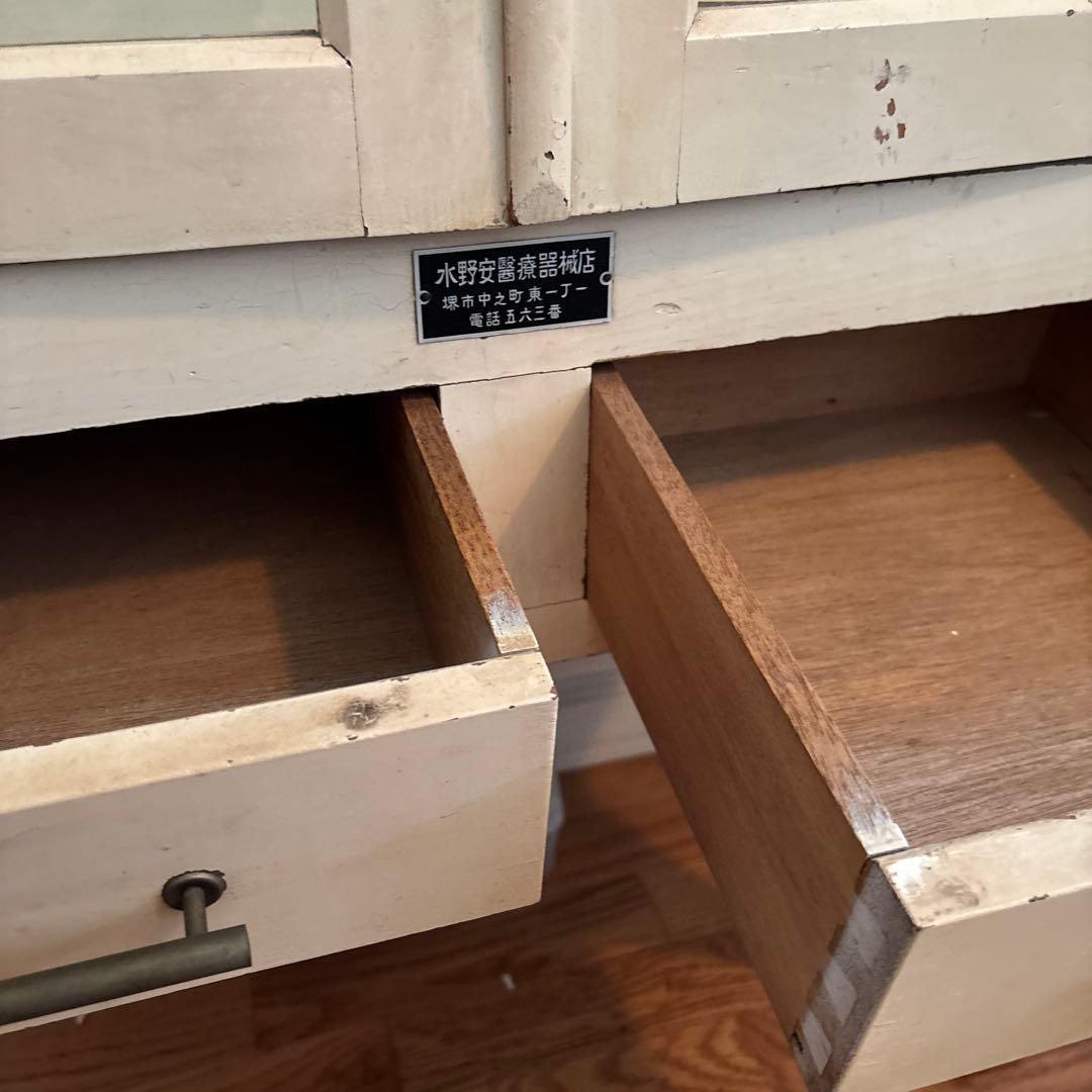 アンティーク　木製医療棚