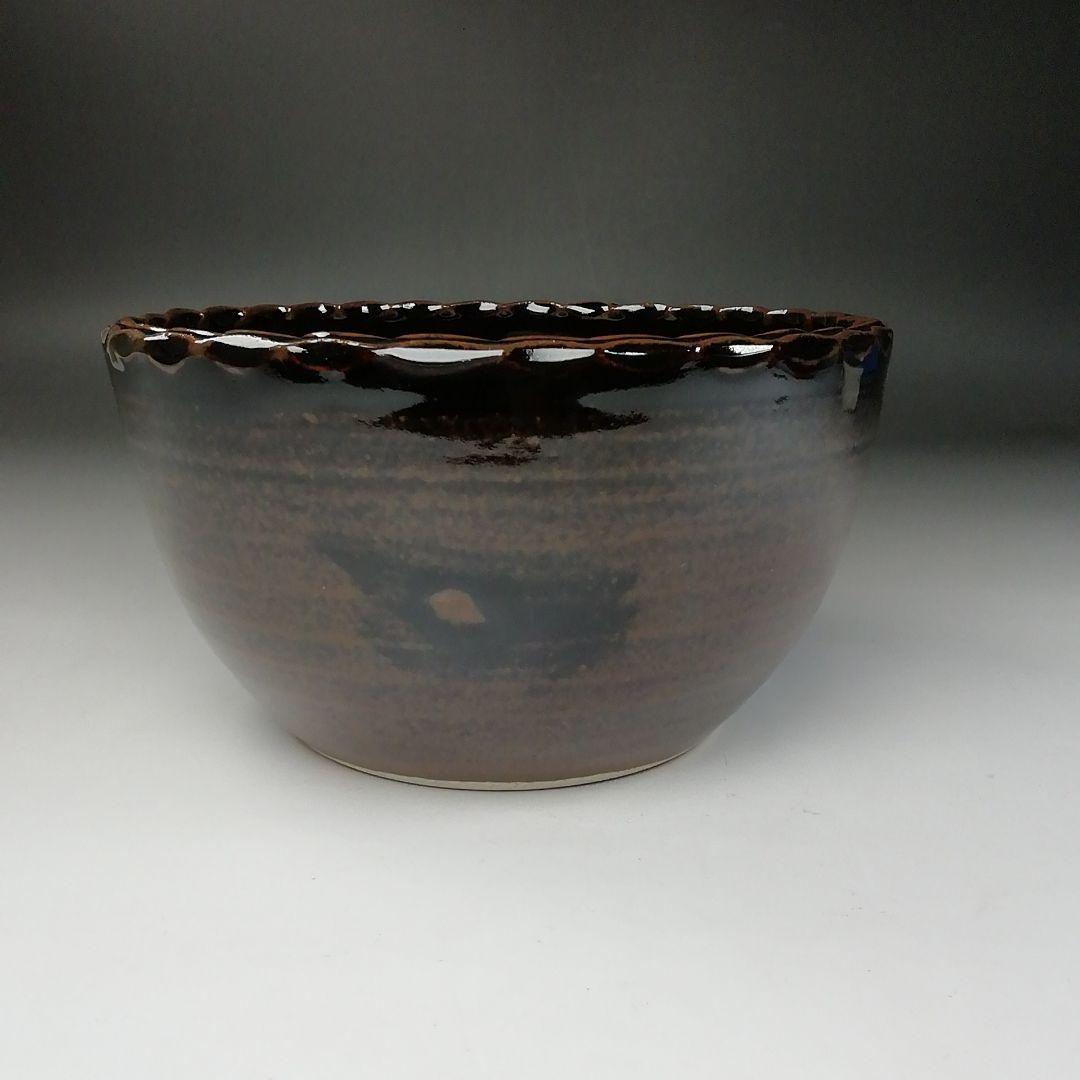 Ｔ２１２　建水　『膳所焼』『輪花　建水』『淡海ぜぜ陽炎園造』　共箱　茶道具