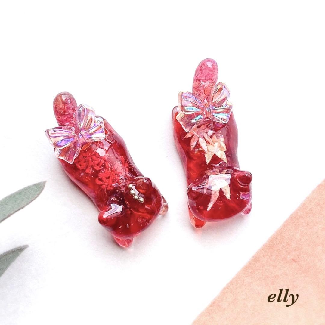 【ゼロ様】1511.天然石　琉球ガラス　楓　肉球　ジャンピング猫　レジン