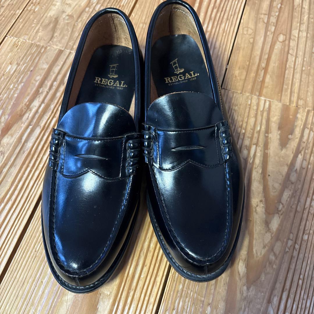 REGAL ブラックレザー ローファー25.5cm