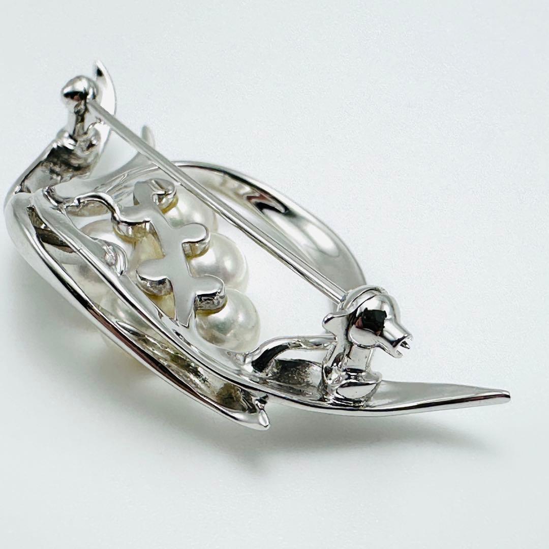 MIKIMOTO ミキモト　シルバーブローチ　アコヤ　真珠　パール　5珠