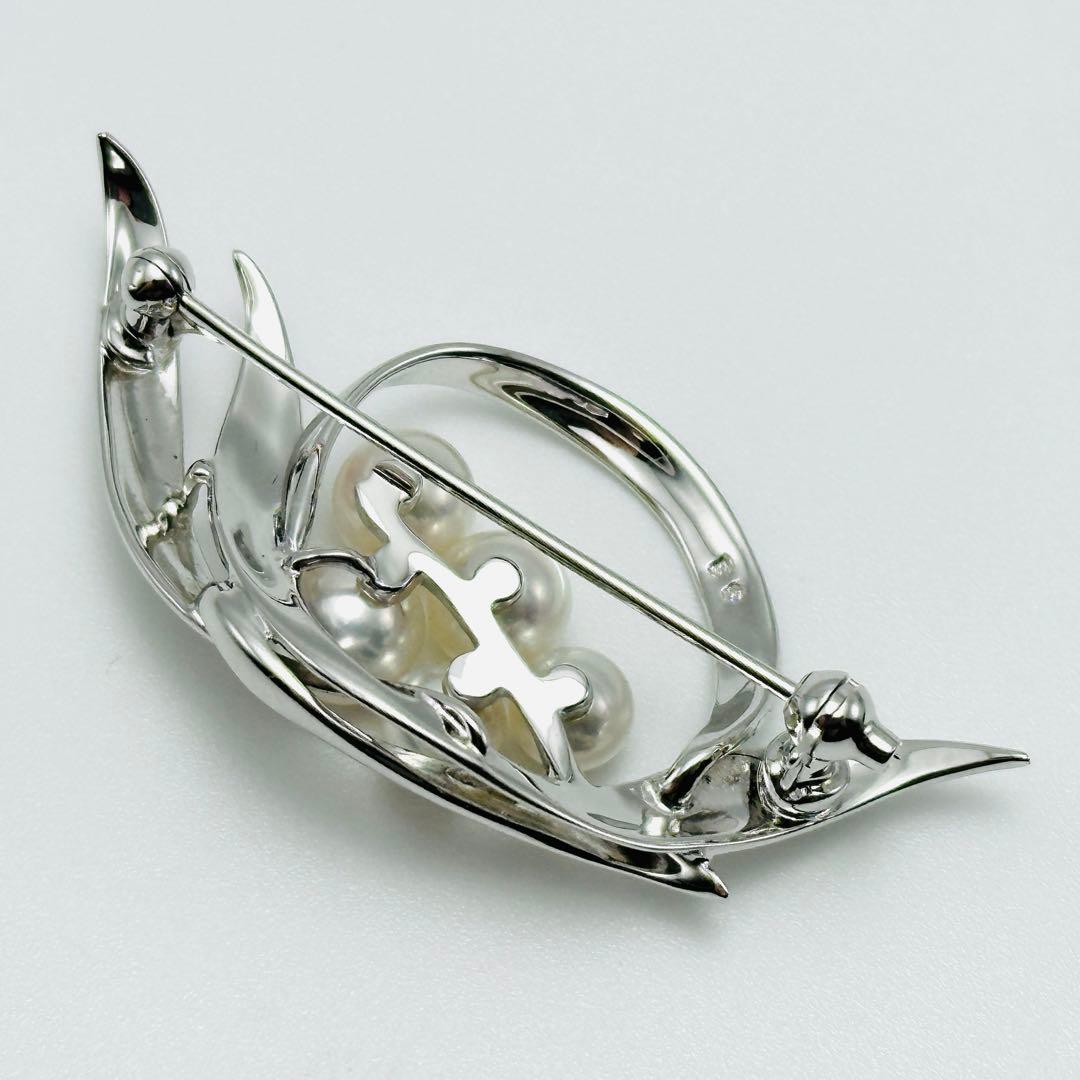 MIKIMOTO ミキモト　シルバーブローチ　アコヤ　真珠　パール　5珠
