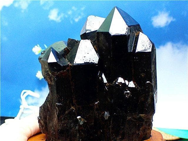 1260gAAA級魔除け天然モリオン黒水晶クラスターYT6C6/193C07C