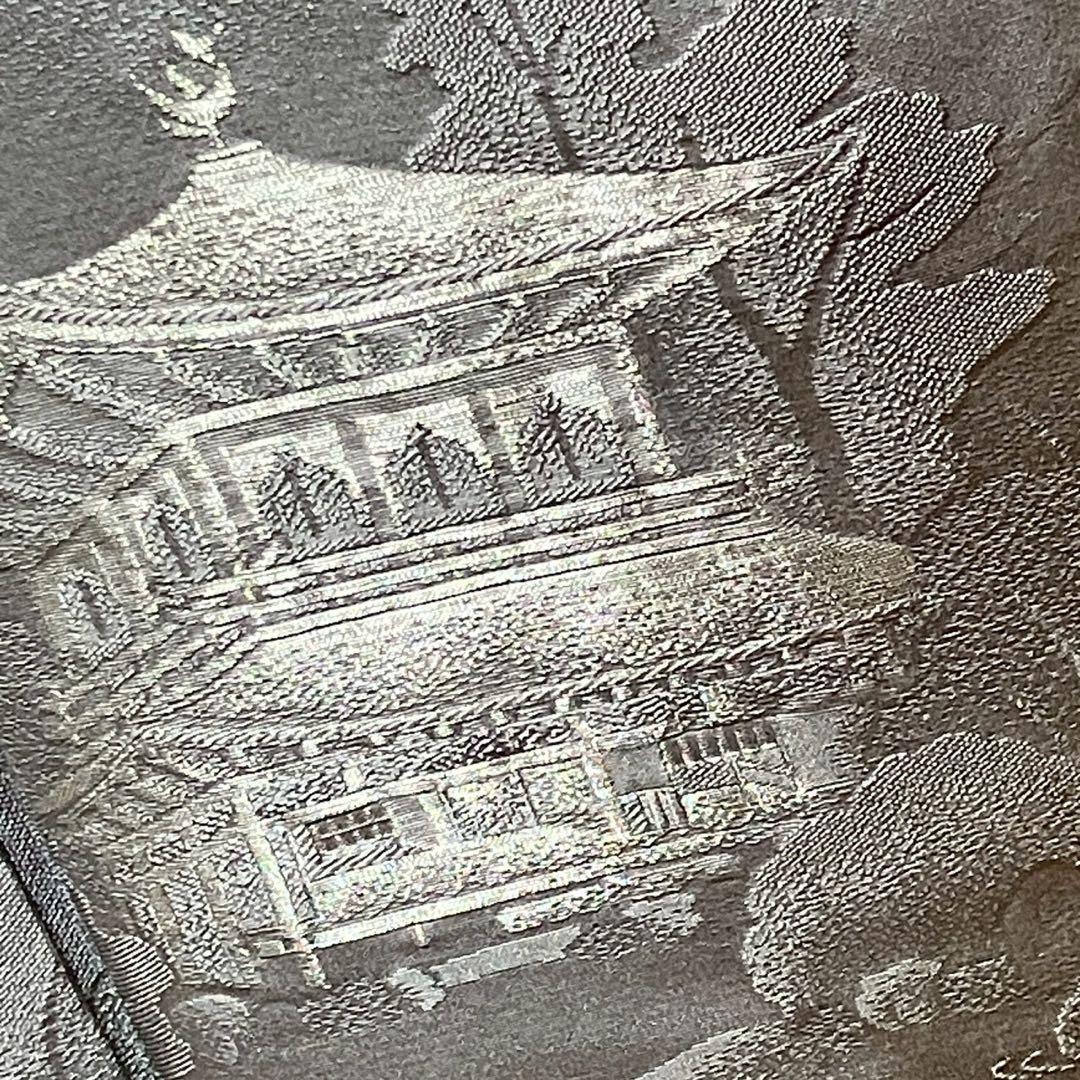 ［6817］訪問着 美品 銀閣寺 銀糸 反端付 一つ紋 花菱 正絹 着物 袷