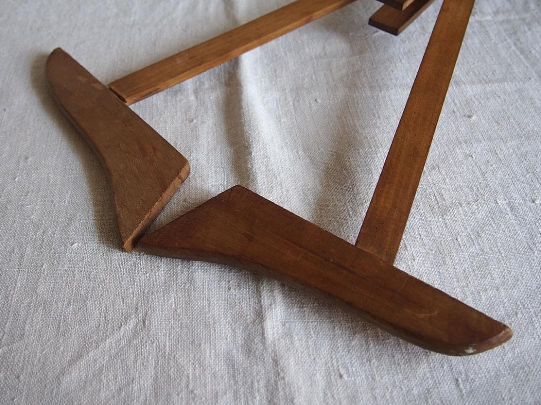 珍品 古い木製ハンガー ディスプレイスタンド 折り畳み 什器 /K245