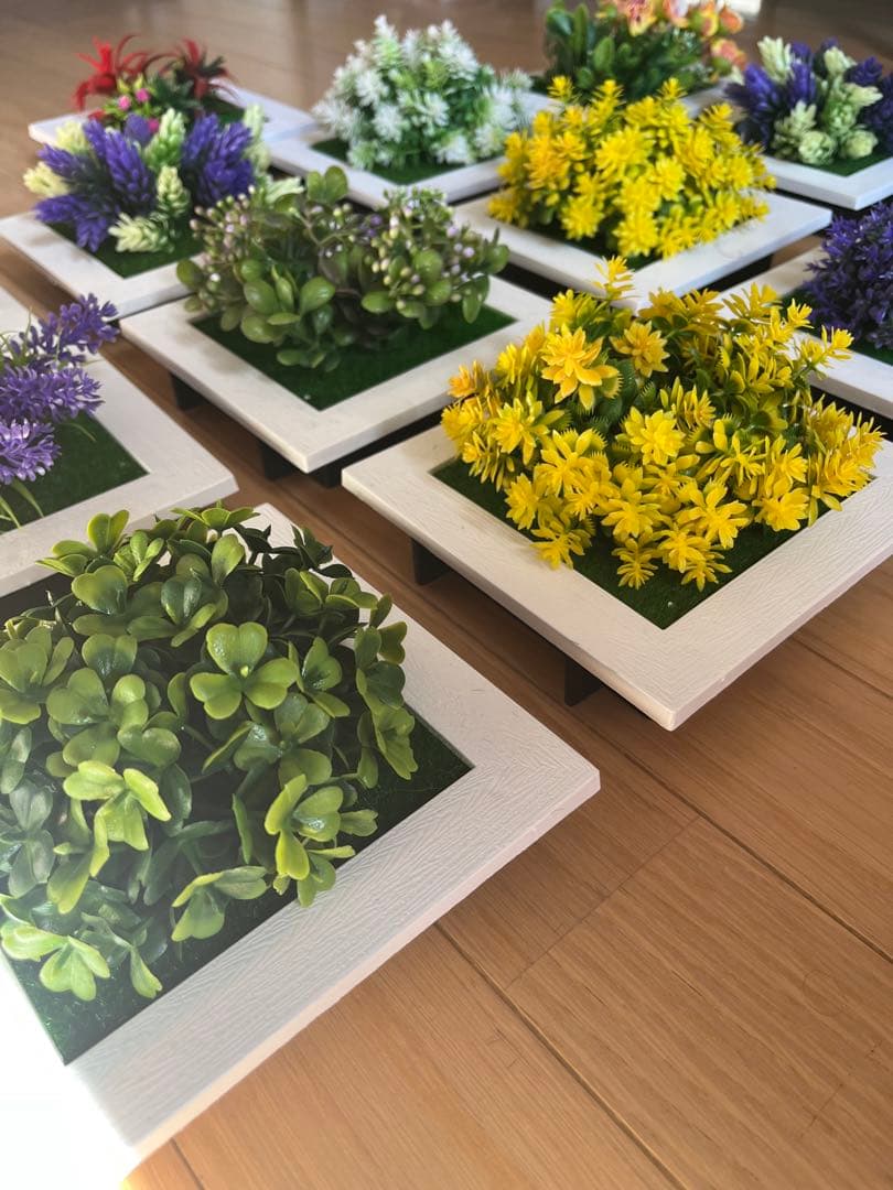 ウォールグリーン 13個セット – 壁掛けフェイクグリーン（ミニ人工観葉植物）