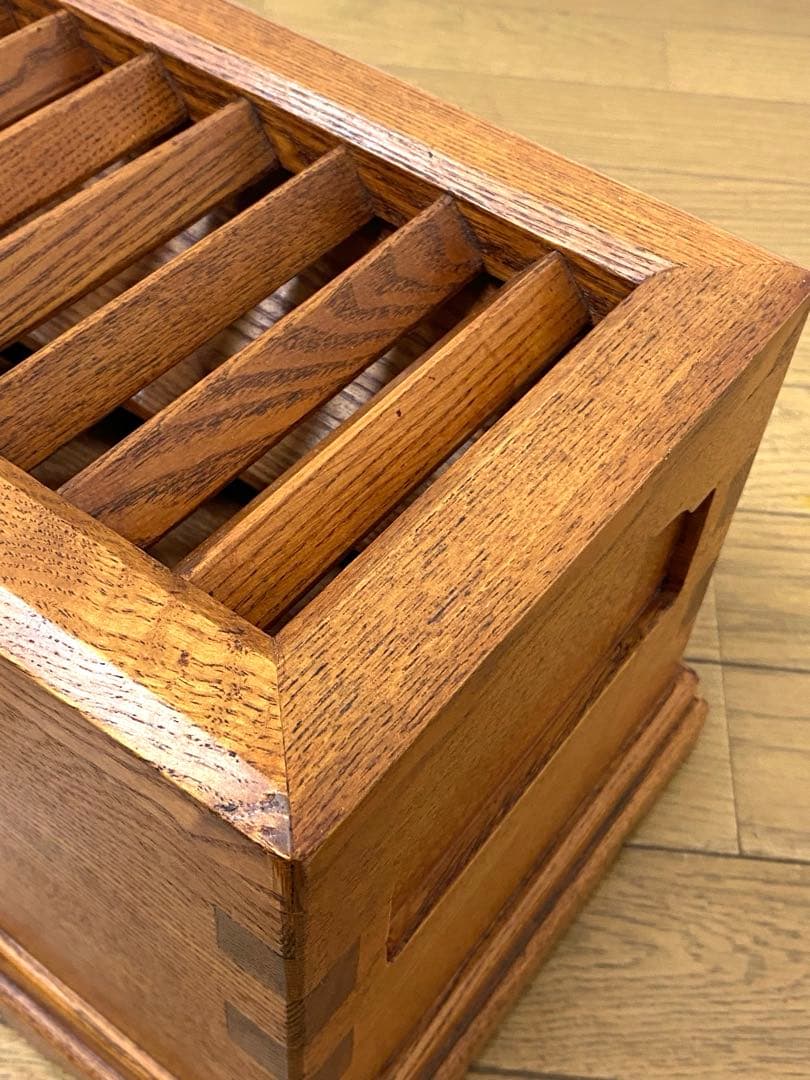 美品 アンティーク レトロ 小ぶり 賽銭箱 貯金箱 木製 けやき 無垢