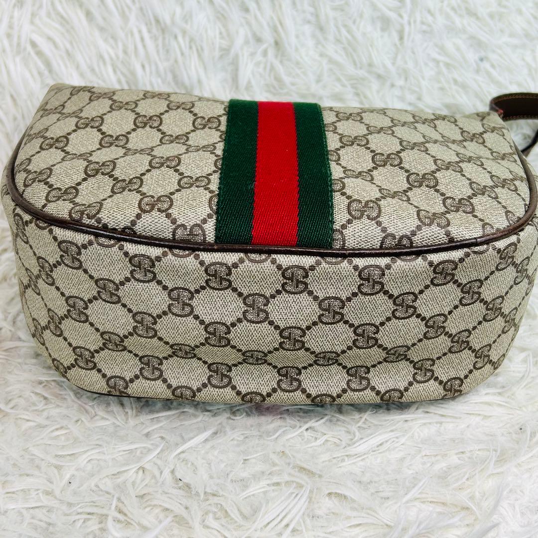 ✨美品 GUCCI GG シェリーライン ハーフムーン ショルダーバッグ レザー