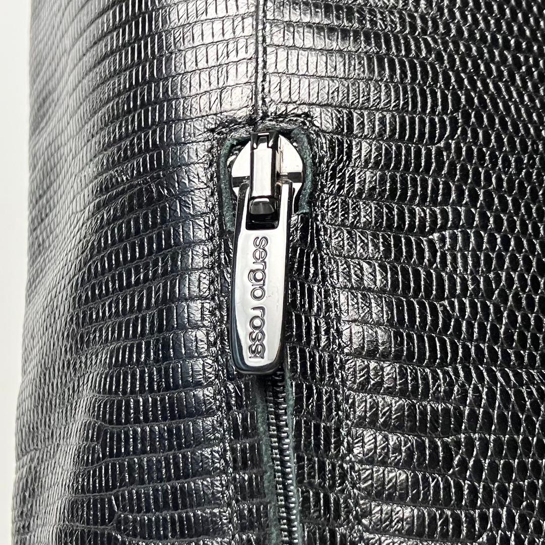 【美品】セルジオロッシ　リザードロングブーツ　ブラックバックル　黒22.5 近年