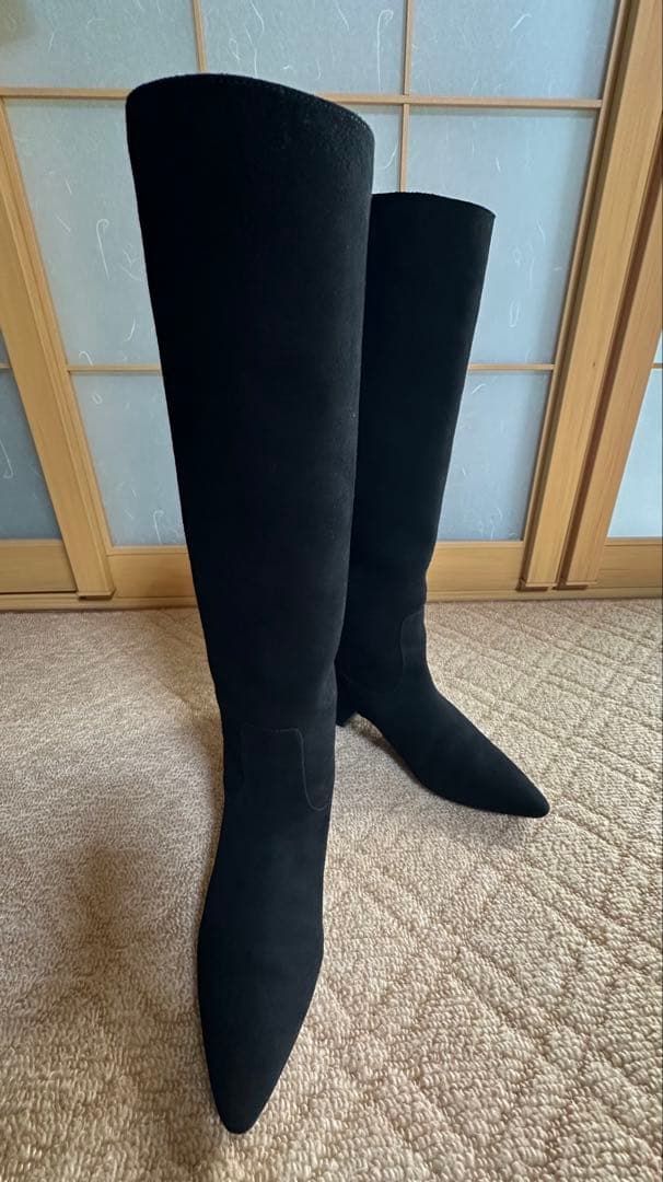 美品 PELLICO ペリーコ スェードレザー ロングブーツ 37 黒 24㎝
