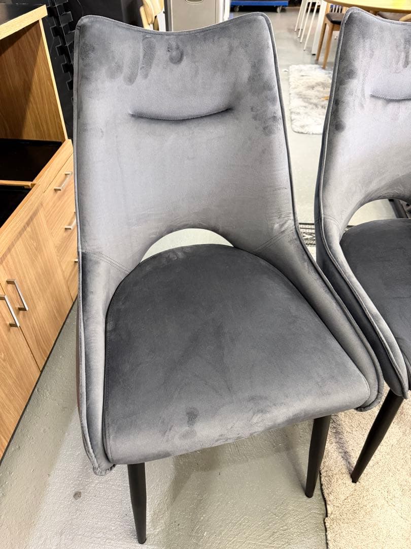 グレー ファブリック ダイニングチェア 2脚セット