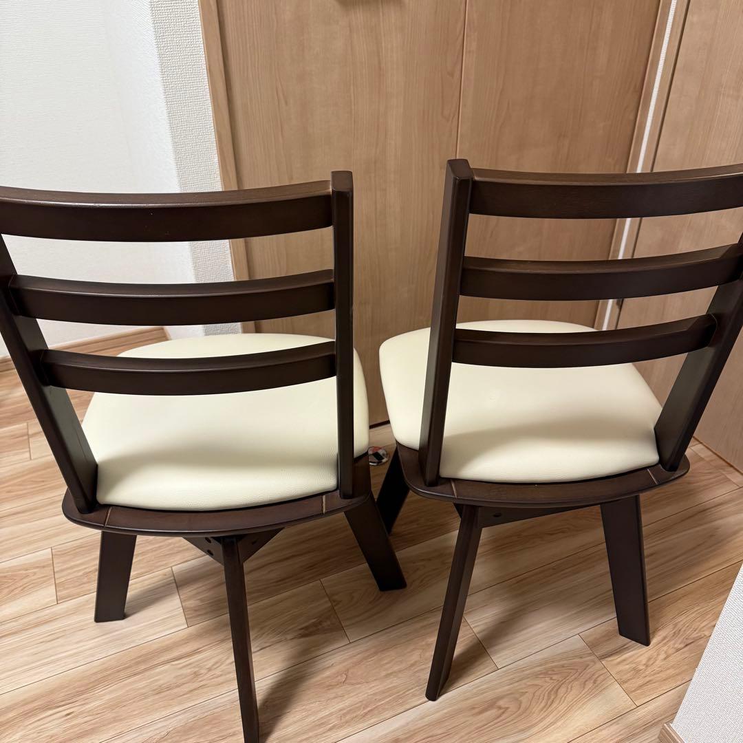 回転式ダイニングチェア(ロピア2 DBR) 2脚セット