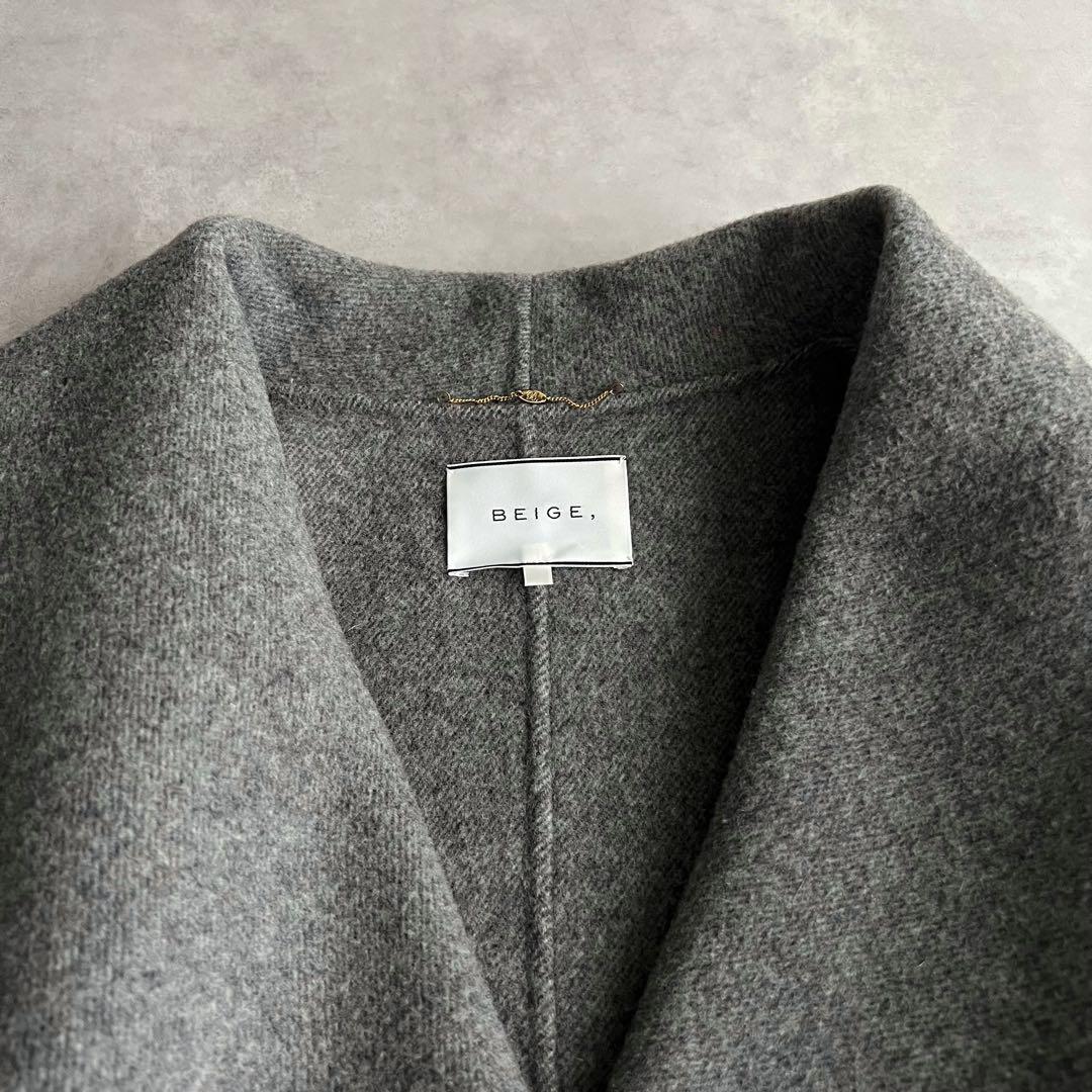 BEIGE, ベイジ　ウールカシミヤ　ビッグカラー　コート　グレー　4