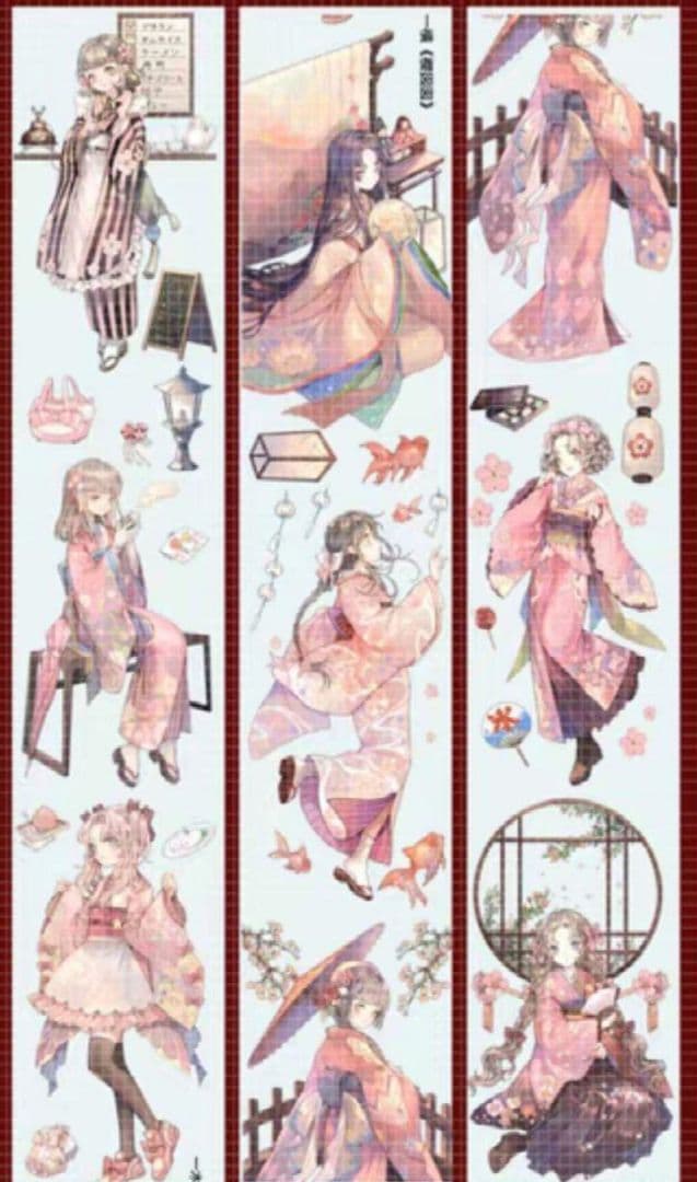 墨魚様SET ★ 海外 マスキングテープ マステ PET 装飾 人物 贝壳光