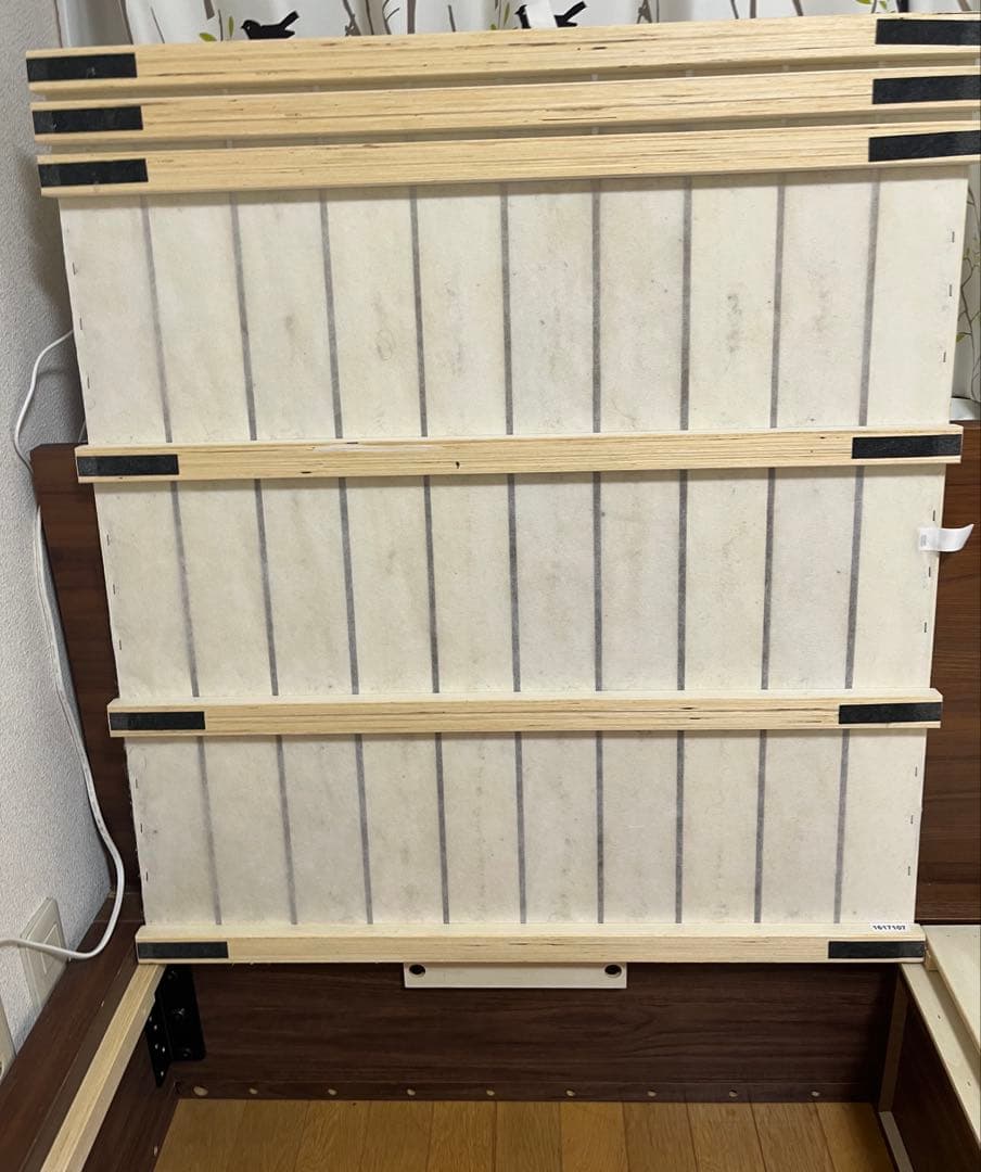 無印良品　ダブルベットフレーム　ヘッドボード付　マット下収納/引き出し収納あり