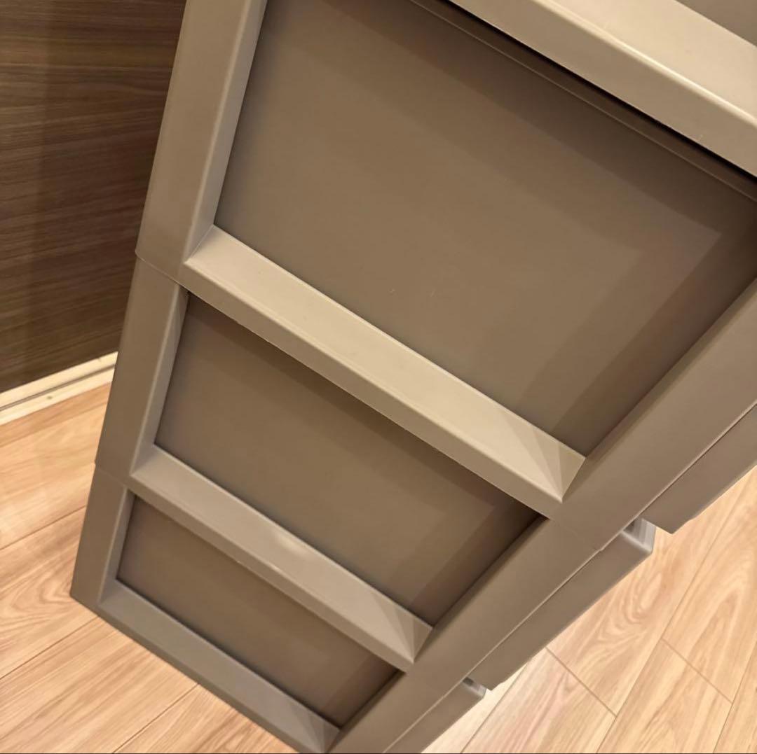 プラスチック衣類収納ケースグレー4段引き出しチェストワイドサイズワイドチェスト