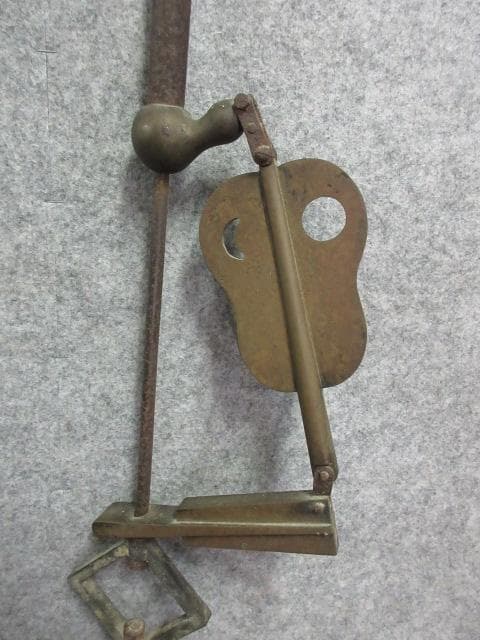 自在鉤 [B23546] 銅製 軍配 扇 鉄製 心棒 囲炉裏 古民具