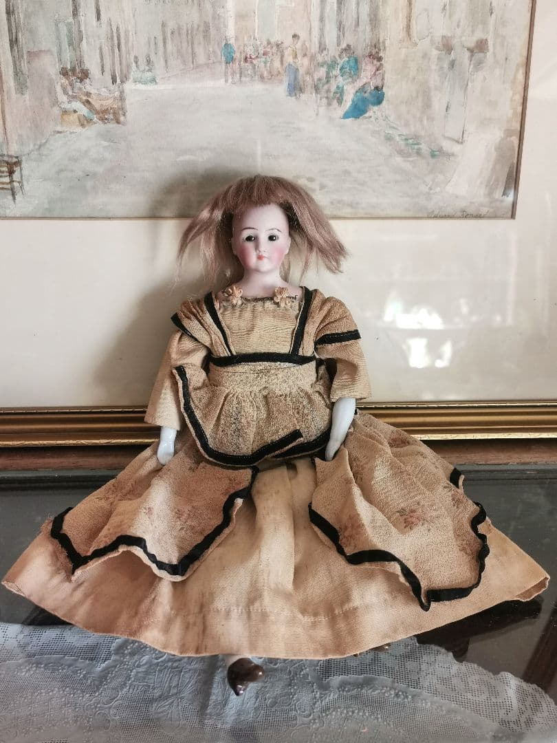 アンティーク シモンハルビック ファッションビスクドール 陶器手脚人形 鬘ボネ付