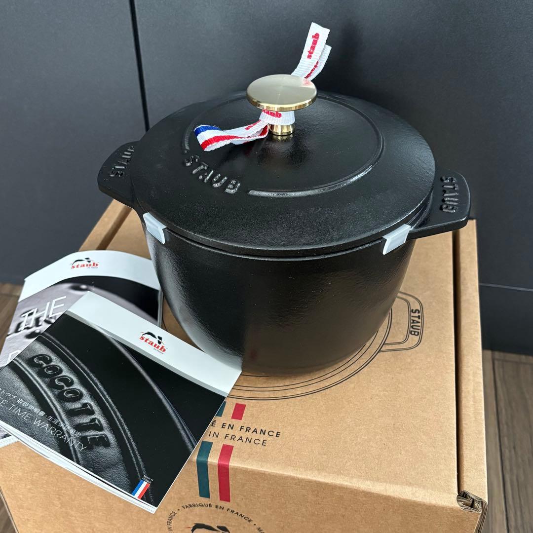 【新品】staub 黒 ストウブ ラ ココット デ ゴハン GOHANS M