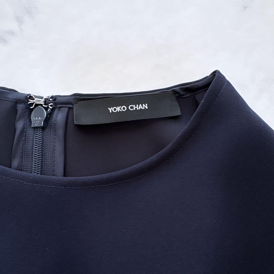 【美品】23AW YOKOCHAN ロングスリーブ バックフリル ブラウス 紺
