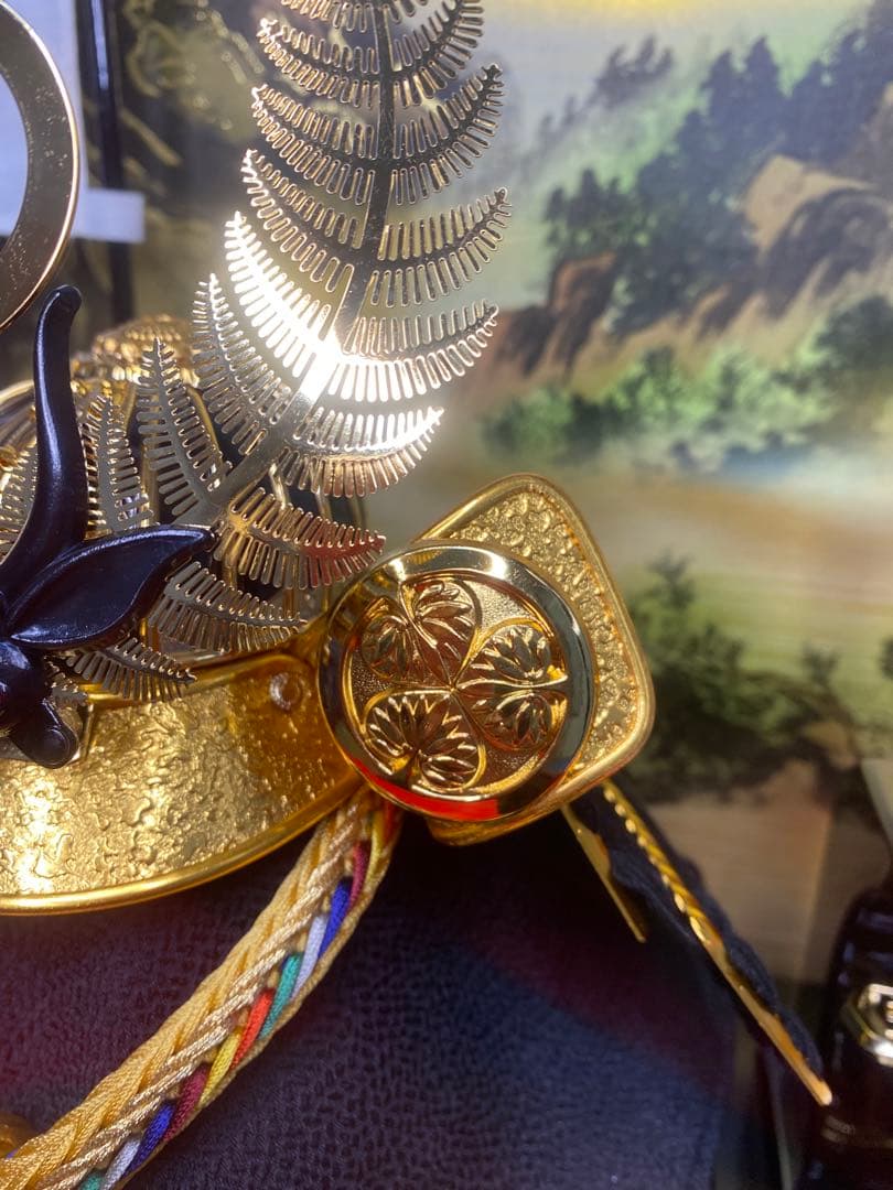 徳川家康公之兜　東京久月　五月人形　家紋付き兜飾り　オルゴール付きガラスケース入