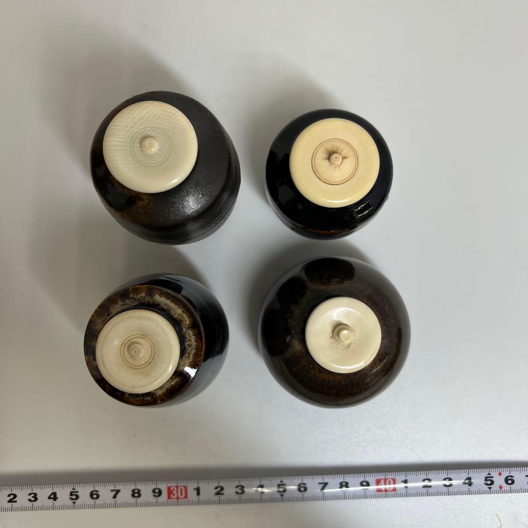 ☆茶3 茶入　極上蓋　4点セット　h9.5/9/8/6.5cm 東K7-1220