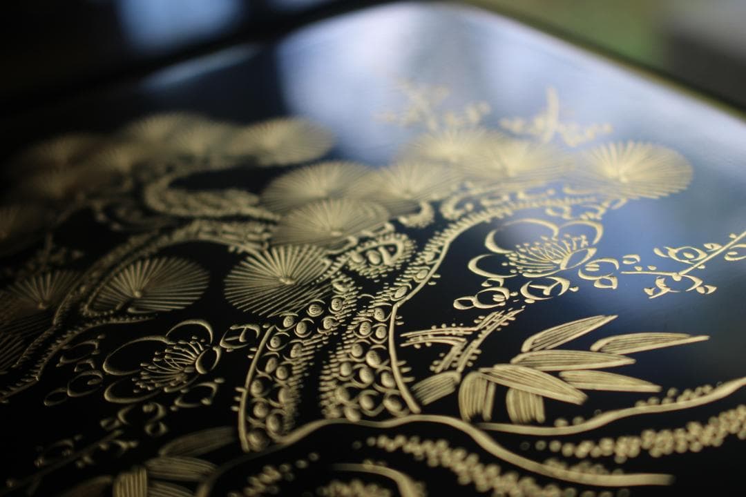 デッドストック！！極上松竹梅鶴亀沈金の映える輪島塗屠蘇器重箱揃い（検重箱お重