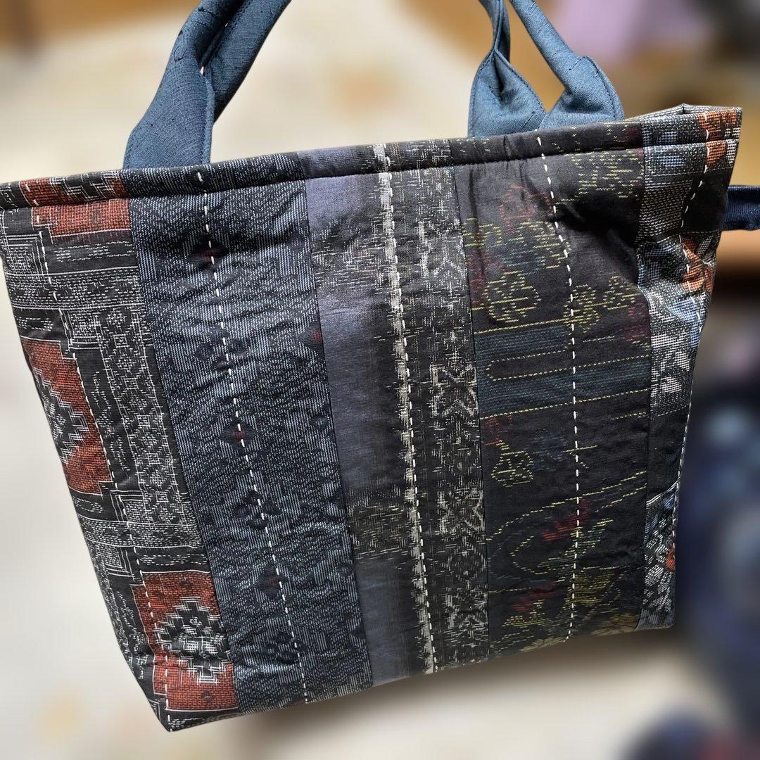 M156 バッグ３点まとめて売り　絣2点　大島1点　古布リメイク