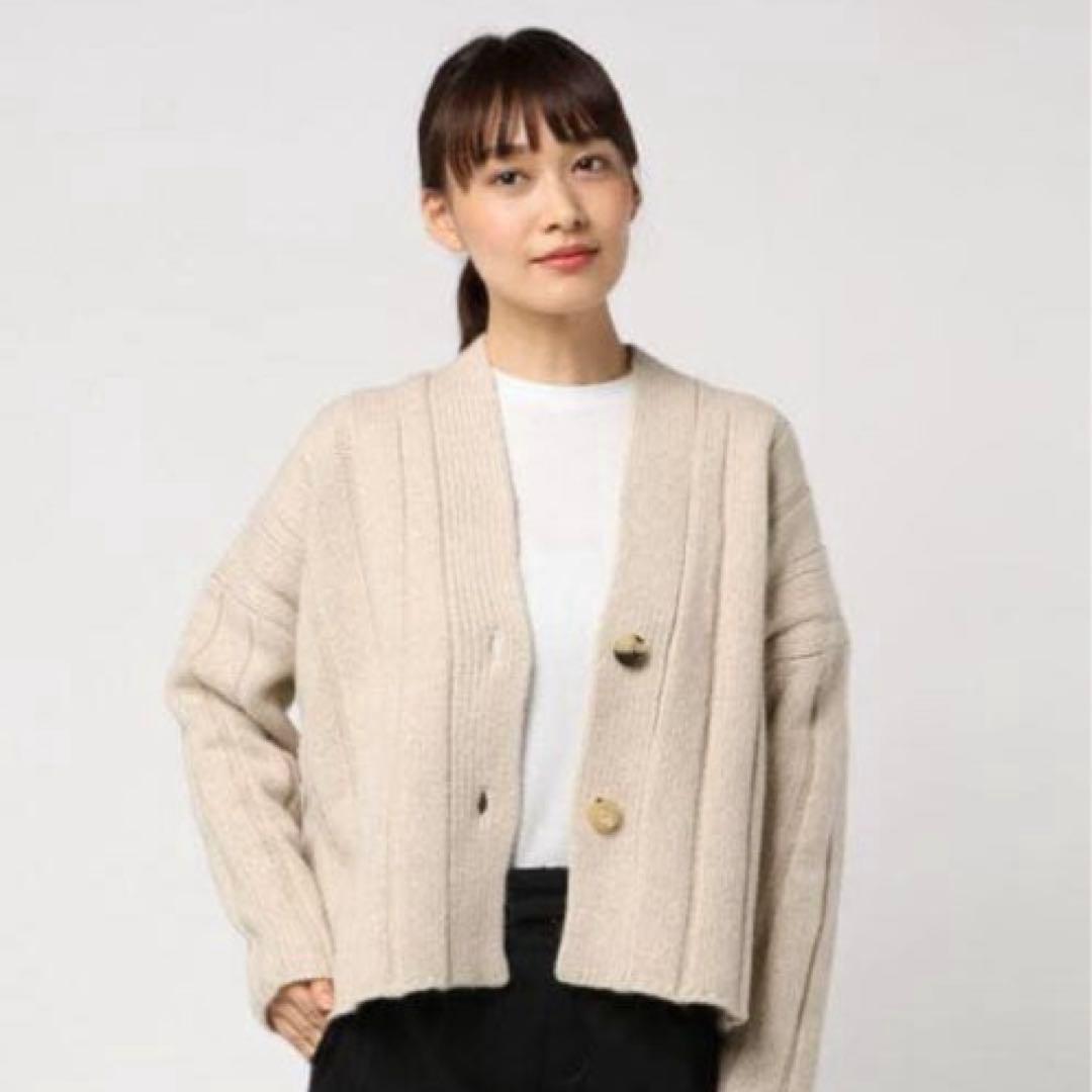 美品★定価4.2万円★ ジェーンスミス★ウールカシミアワイドリブカーディガン